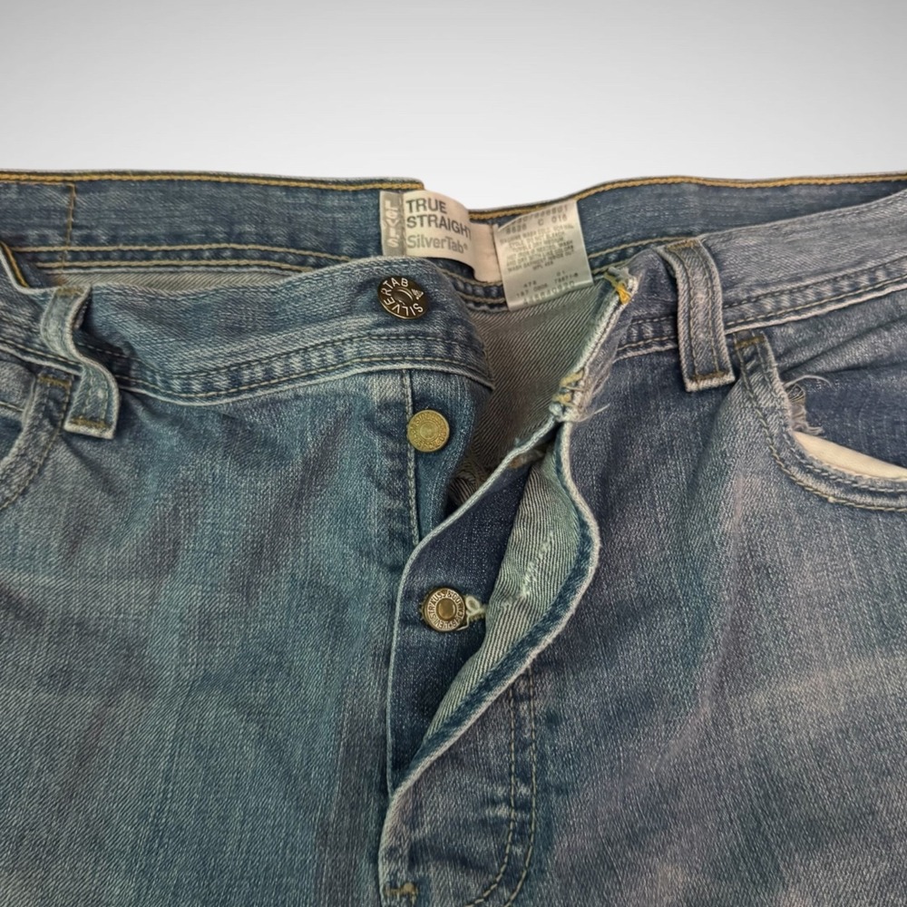 Levis Silver Tab Jeans Mens 38X30 Button Fly True Straight Blue Denim Y2K - Picture 5 of 10